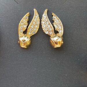 Harry Potter Golden Snitch Earrings, Jewel Accents, engraved detailing NWT